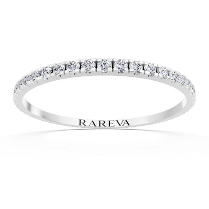 Silver Round Cut Diamond Classic Eternity Band - 1.6mm - Front
