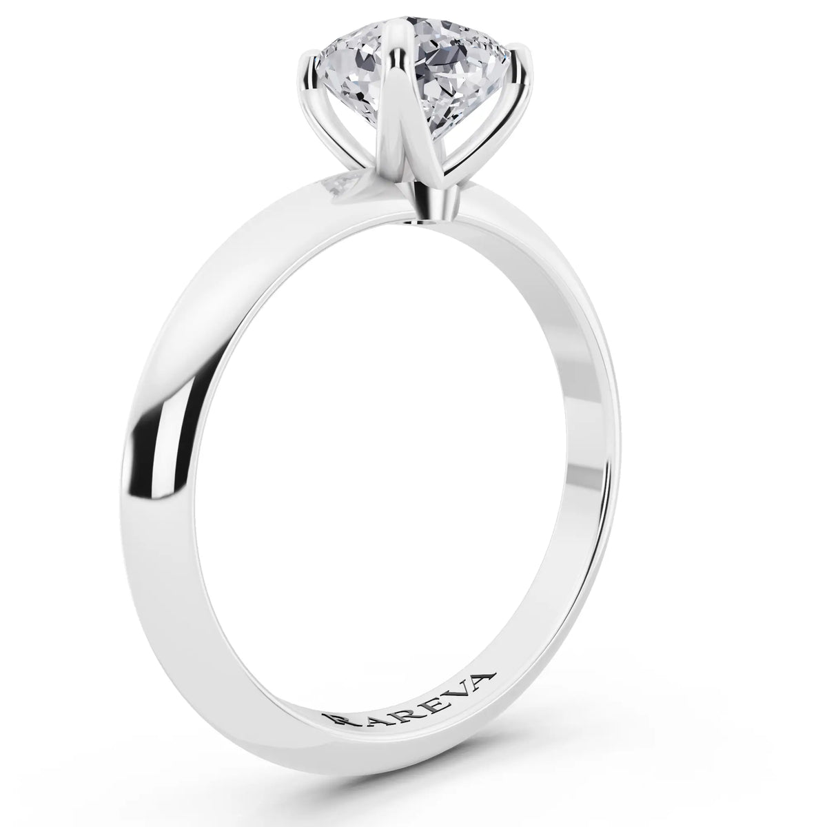 Platinum Cushion Cut Diamond Classic Solitaire Ring - top view
