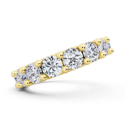 14K Yellow Gold Round Cut Diamond 4 Prong Eternity Band - 3.5mm - Side