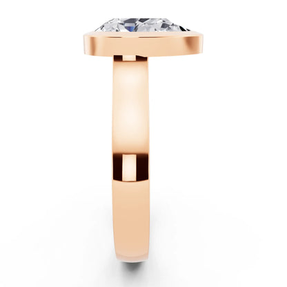 14 KT Rose Gold Pear Cut Diamond Bezel Set Solitaire Ring - side view
