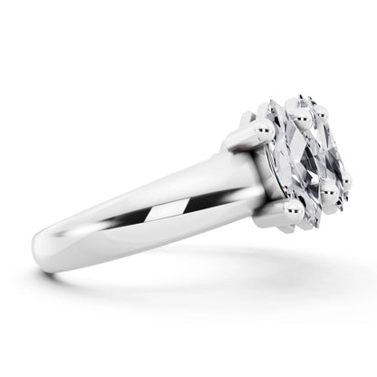 Silver Seven Stone Marquise Cut Diamond Half Eternity Wedding Band - 2.2mm - Side