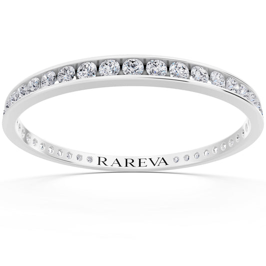 Silver Round Cut Diamond Channel Set Eternity Band - 2.2mm - Front