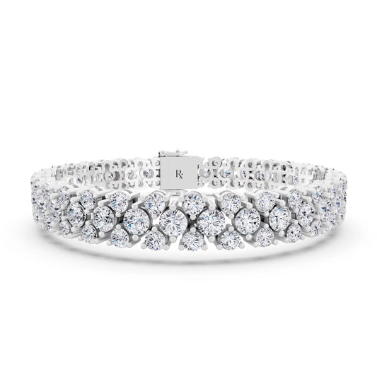 10K White Gold Multi Row Round Cut Diamond Tennis Bracelet - Main