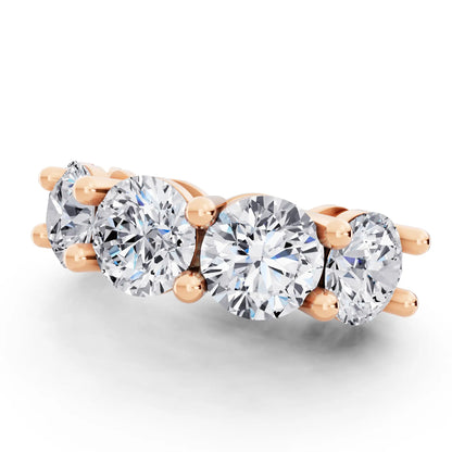 10K Rose Gold Five Stone Round Cut Diamond Half Eternity Wedding Band - 3mm - Close up
