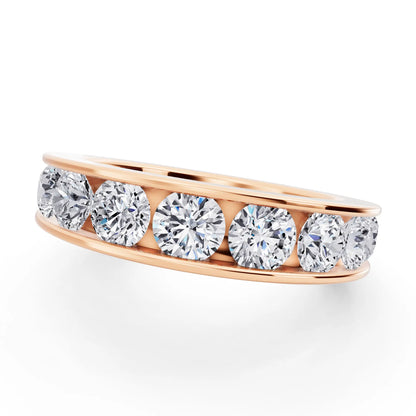 14K Rose Gold Round Cut Diamond Channel Set Eternity Band - 4.2mm - Close up