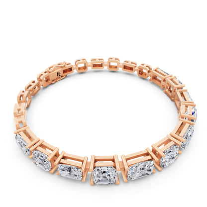 14K Rose Gold Radiant and Square Emerald Cut Diamond Tennis Bracelet - Left