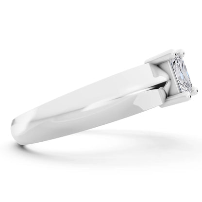 10K White Gold Five Stone Radiant Cut Diamond Half Eternity Wedding Band - 2.5mm - Side