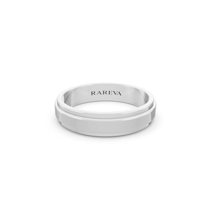 Silver Men's Step Edge Wedding Band - 4.5mm - Front