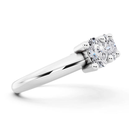 Platinum Seven Stone Oval Cut Diamond Half Eternity Wedding Band - 2mm - Side