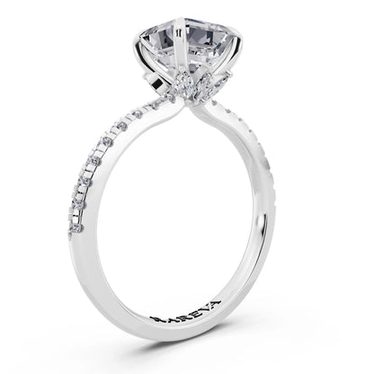 Platinum Asscher Cut Diamond Solitaire Ring with Marquise Collar - top view