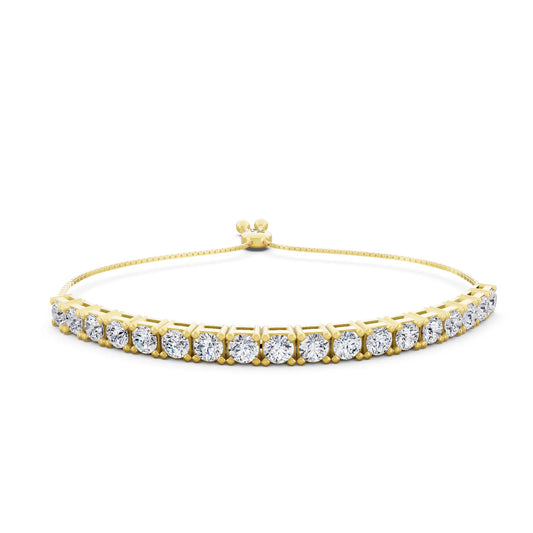 10K Yellow Gold Round Cut Diamond Bolo Bracelet - Main