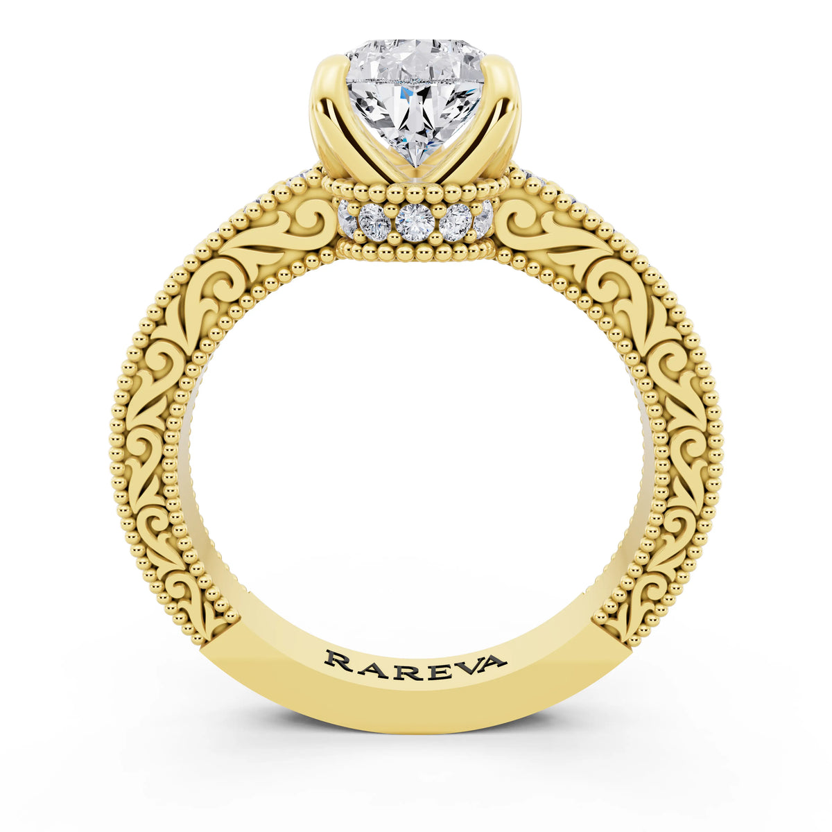14 KT Yellow Gold Pear Cut Diamond Vintage - through finger
