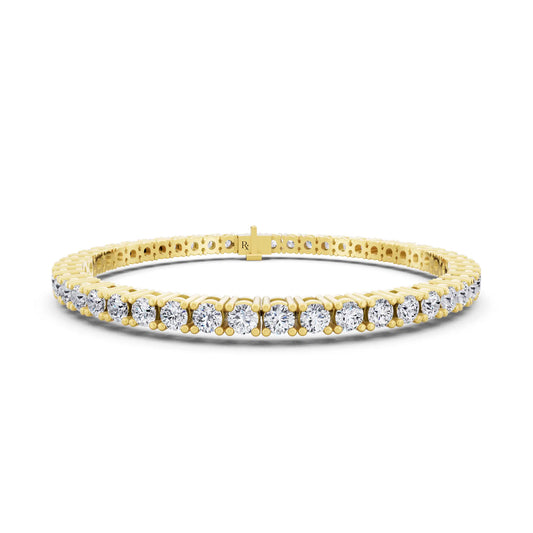 14K Yellow Gold Round Cut Diamond Tennis Bracelet - Main
