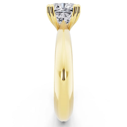 14 KT Yellow Gold Cushion Cut Diamond Solitaire Ring with Knife Edge Band - side view
