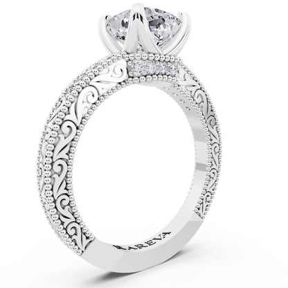 14 KT White Gold Cushion Cut Diamond Vintage - top view