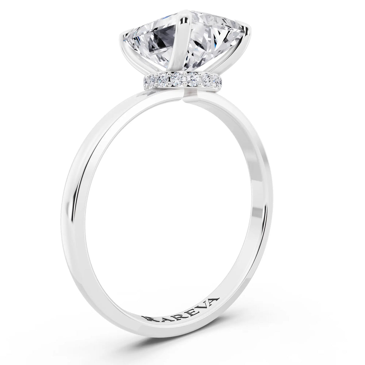 Platinum Radiant Cut Diamond Solitaire Ring with Pave Collar - top view