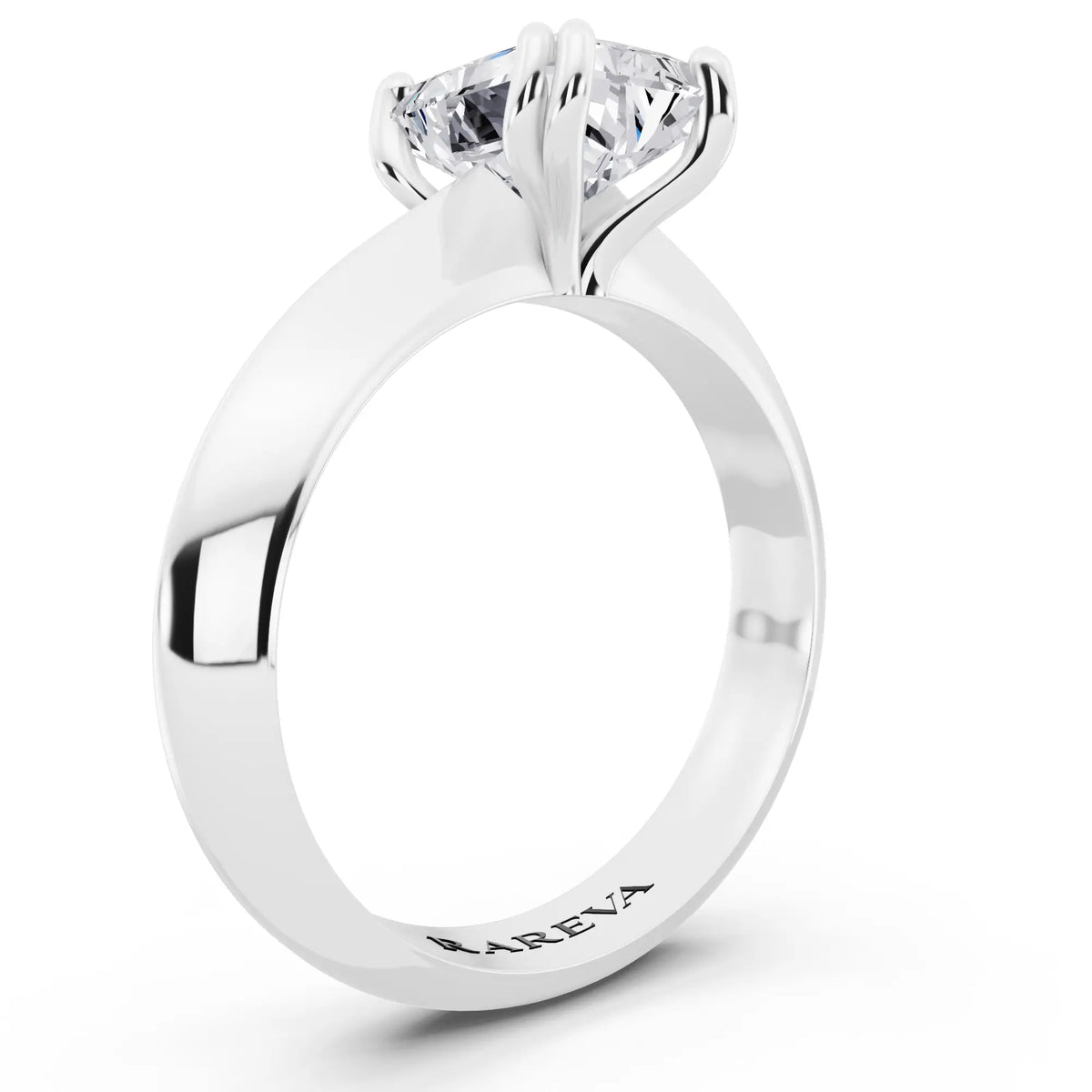 14 KT White Gold Radiant Cut Diamond Solitaire Ring with Knife Edge Band - top view