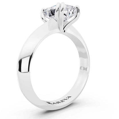 14 KT White Gold Radiant Cut Diamond Solitaire Ring with Knife Edge Band - top view