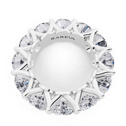 Silver Round Cut Diamond Unity Prong Eternity Band - 6mm - Top