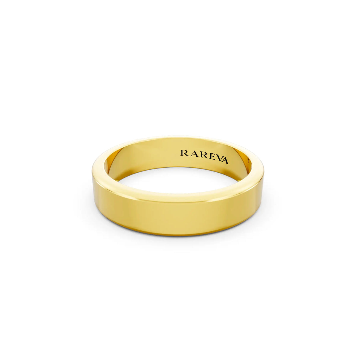 10K Yellow Gold Men's Flat Wedding Band - 4.5mm - Close up