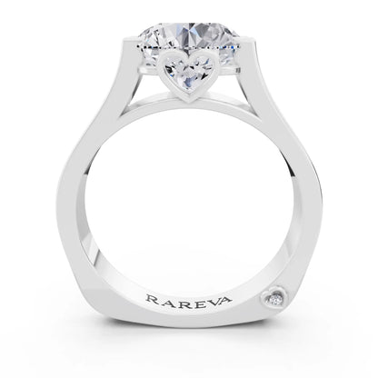 Platinum Round Cut Diamond Solitaire Ring with Graduated Channel Band - Through