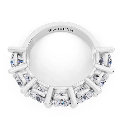 Platinum Seven Stone Round Cut Diamond Half Eternity Wedding Band - 2.8mm - Top