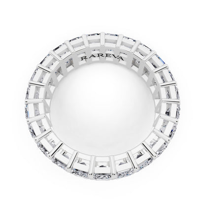 Silver Emerald Cut Diamond Eternity Band - 4.2mm - 4.00ctw - Top