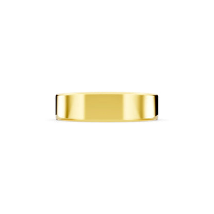10K Yellow Gold Men's Soft Edge Flat Wedding Band - 5mm - Side