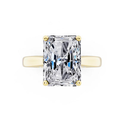 14 KT Yellow Gold Radiant Cut Diamond Solitaire Ring with Hidden Accent - top angle