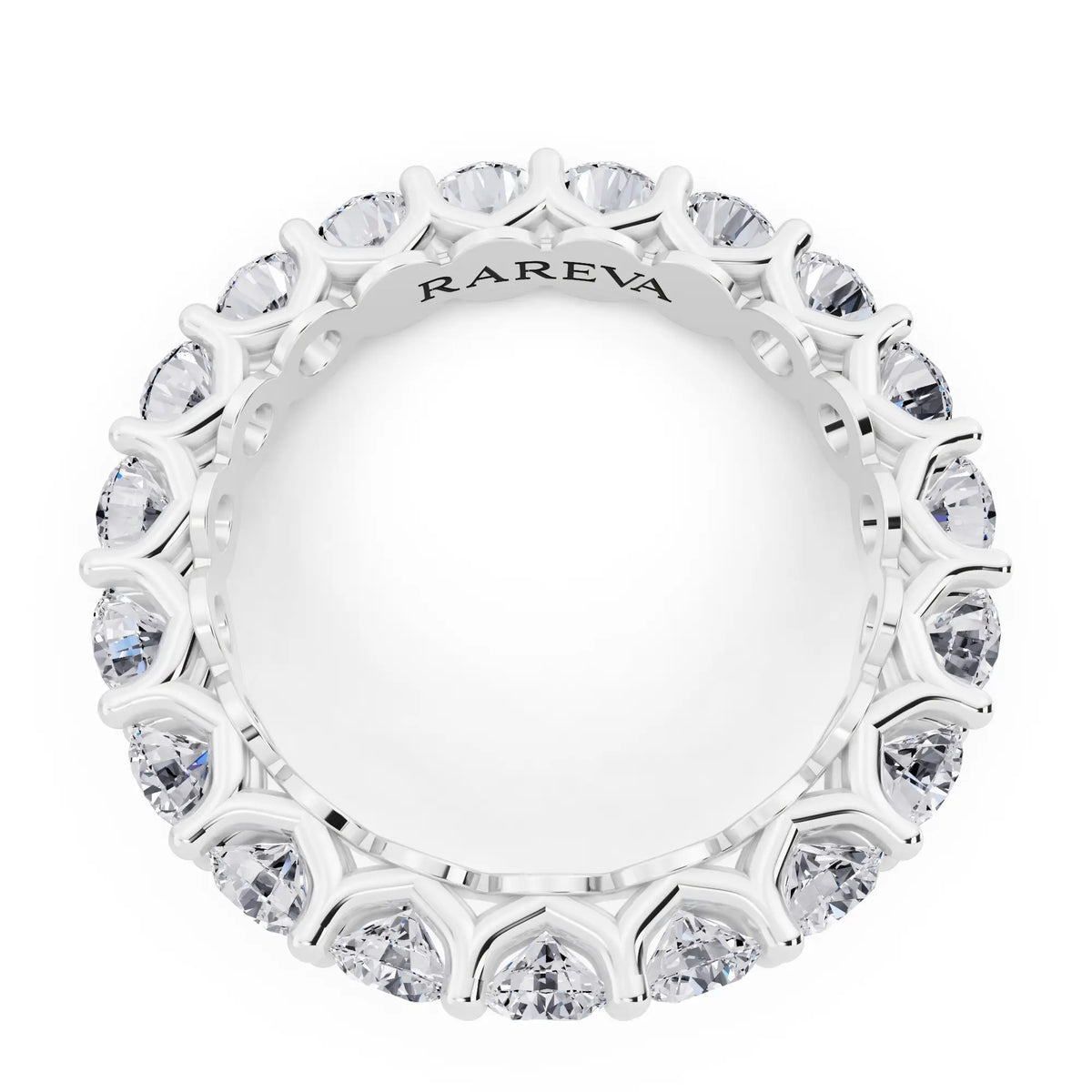 Silver Round Cut Diamond Unity Prong Eternity Band - 3.2mm - Top
