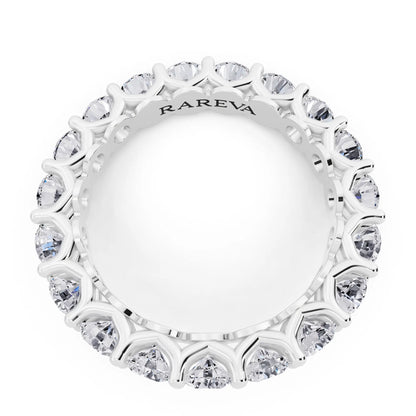 Silver Round Cut Diamond Unity Prong Eternity Band - 3.2mm - Top