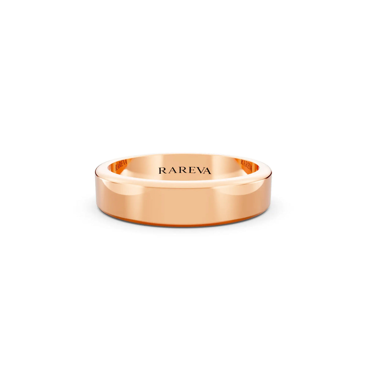 14K Rose Gold Men's Flat Wedding Band - 4.5mm - Front