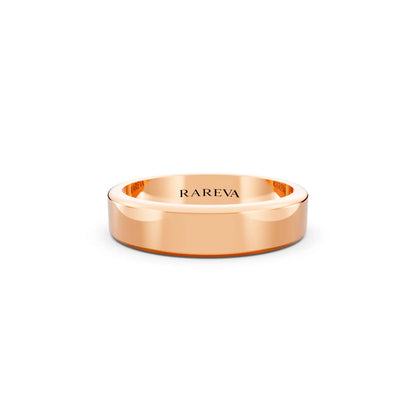 14K Rose Gold Men's Flat Wedding Band - 4.5mm - Front