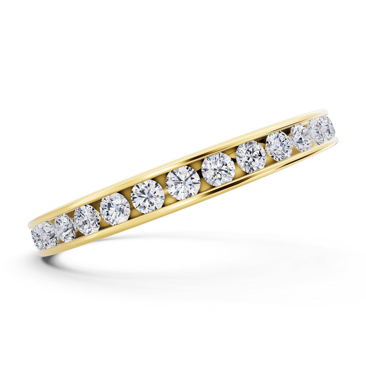 10K Yellow Gold Round Cut Diamond Channel Set Eternity Band - 2.3mm - Side