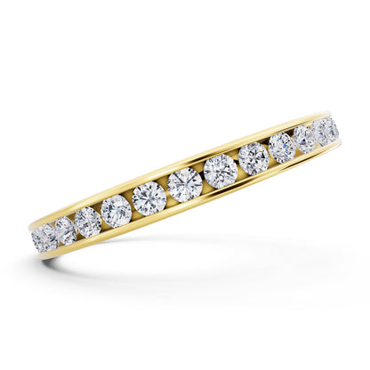 10K Yellow Gold Round Cut Diamond Channel Set Eternity Band - 2.3mm - Side