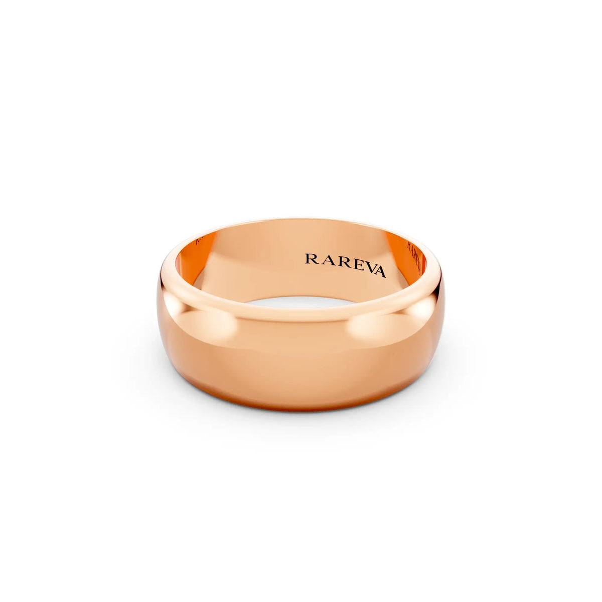 14K Rose Gold Men's Classic Dome Wedding Band - 7mm - Close up