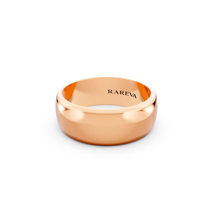 14K Rose Gold Men's Classic Dome Wedding Band - 7mm - Close up