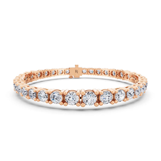 10K Rose Gold Graduated Round Cut Diamond Tennis Bracelet - Main