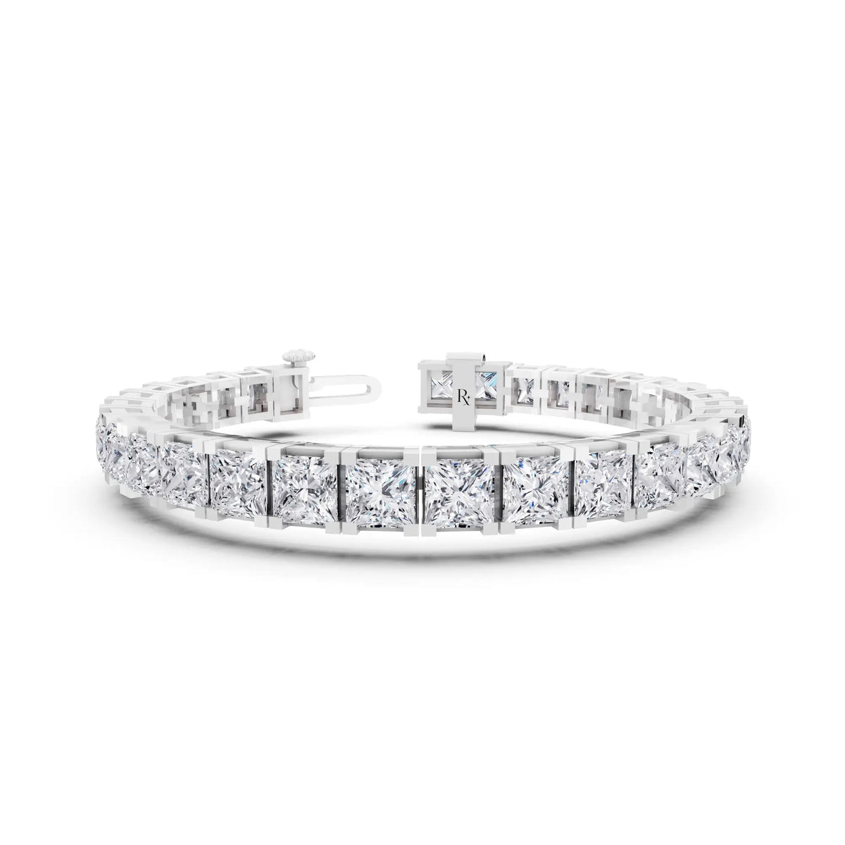Platinum Princess Cut Diamond Tennis Bracelet - Main
