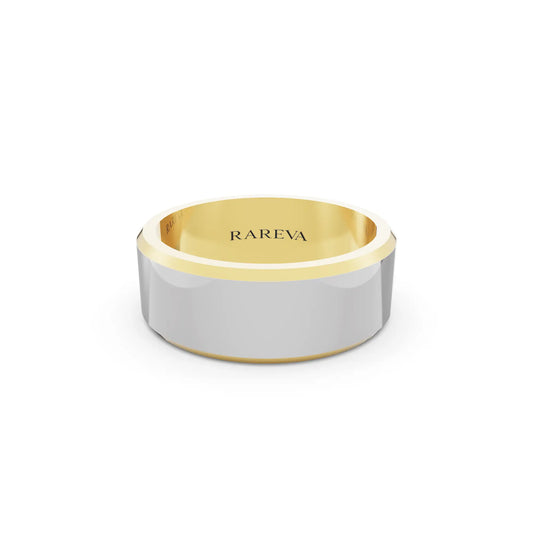 10K Yellow Gold Men's Slim Bevel Flat Wedding Band - 7mm - Front