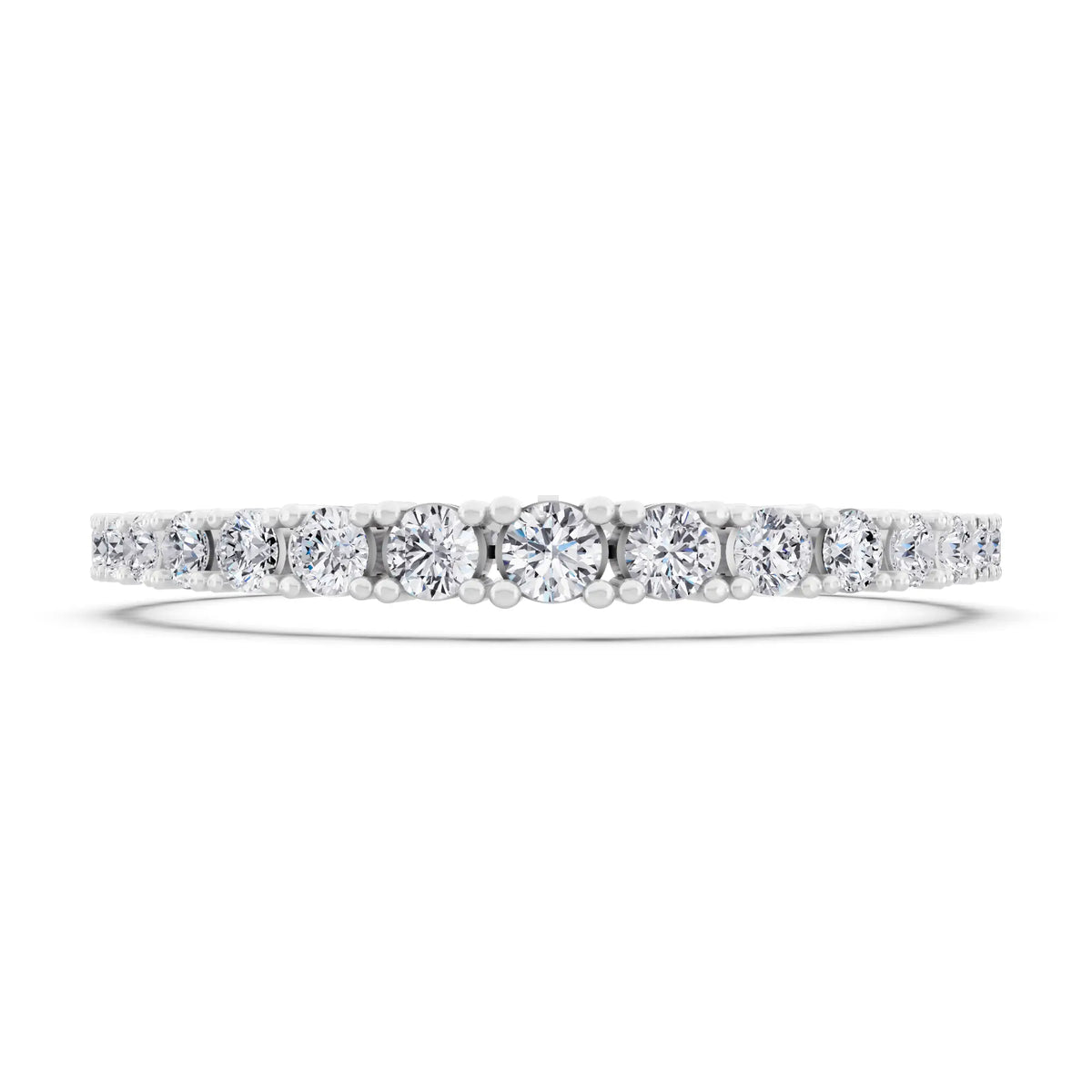 Silver Graduated Round Cut Diamond Tennis Bracelet - Front