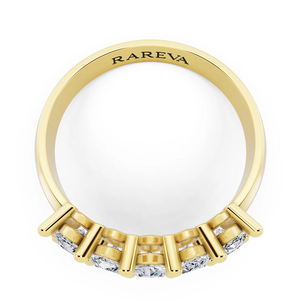 14K Yellow Gold Five Stone Marquise Cut Diamond Half Eternity Wedding Band - 2.7mm - Top
