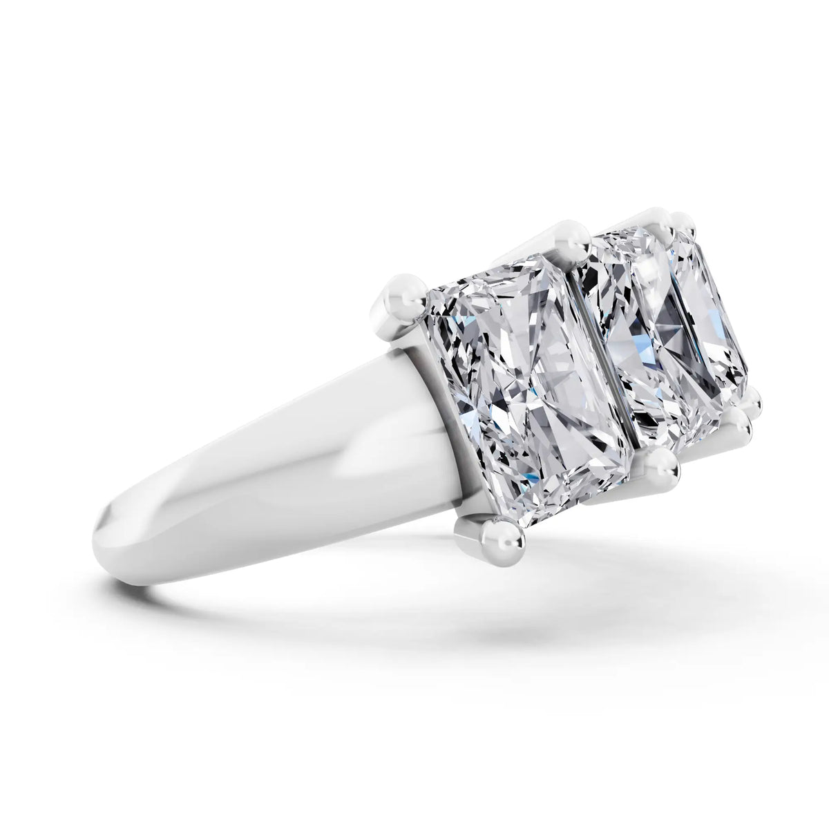 10K White Gold Seven Stone Radiant Cut Diamond Half Eternity Wedding Band - 2.6mm - Side