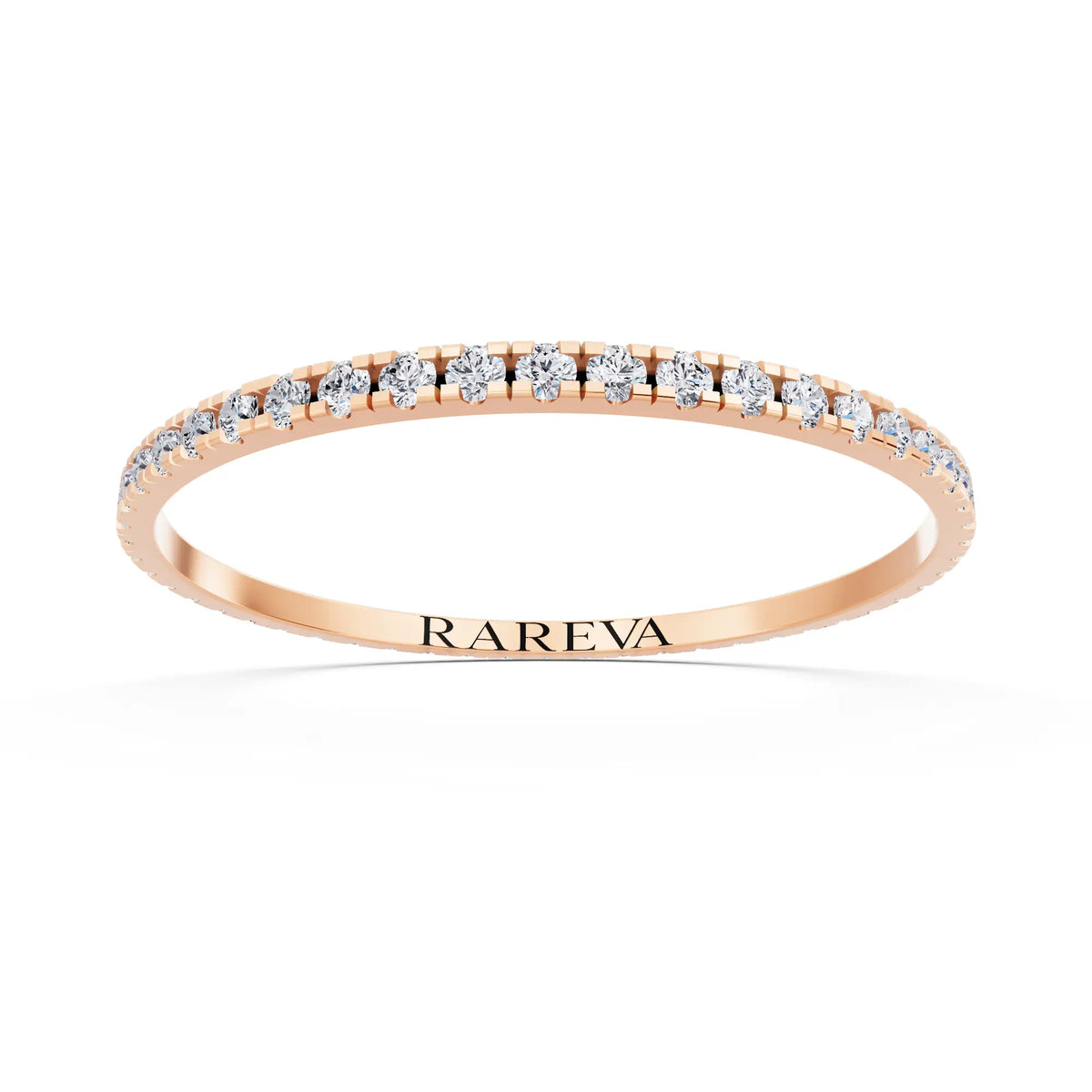 14K Rose Gold Round Cut Diamond Classic Eternity Band - 1.5mm - Front