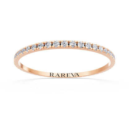 14K Rose Gold Round Cut Diamond Classic Eternity Band - 1.5mm - Front