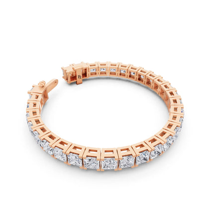 14K Rose Gold Princess Cut Diamond Tennis Bracelet - Left