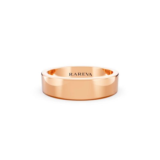10K Rose Gold Men's Soft Edge Flat Wedding Band - 5mm - Front