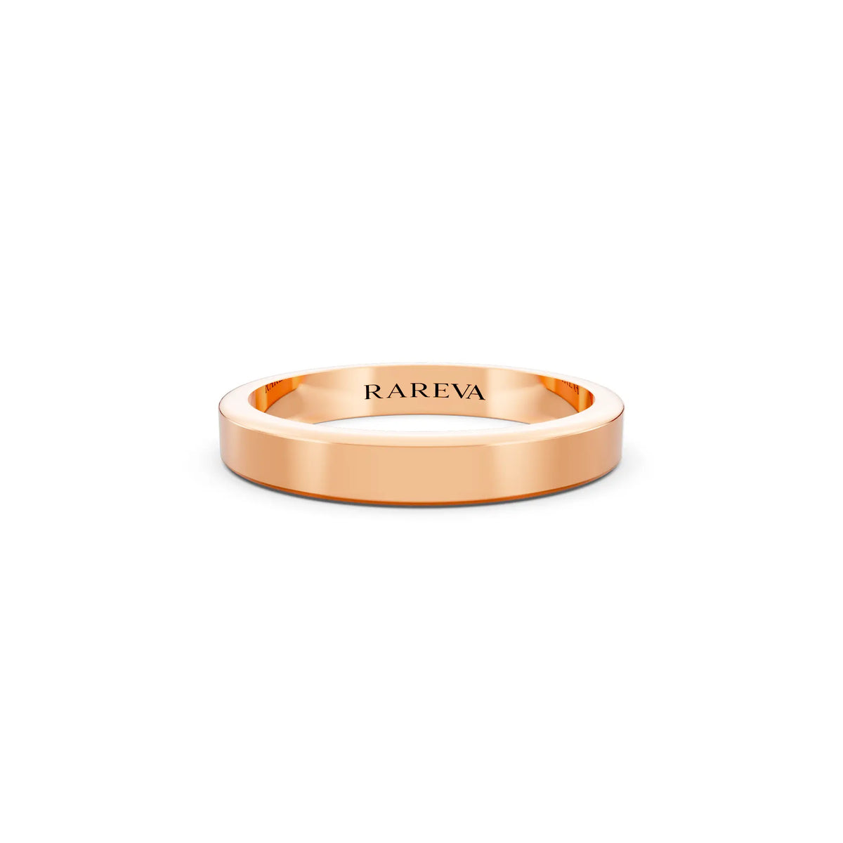 14K Rose Gold Men's Flat Wedding Band - 3mm - Front