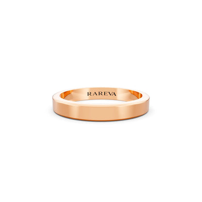 14K Rose Gold Men's Flat Wedding Band - 3mm - Front
