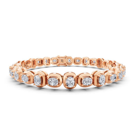 14K Rose Gold Cushion Cut Diamond Tennis Bracelet - Main
